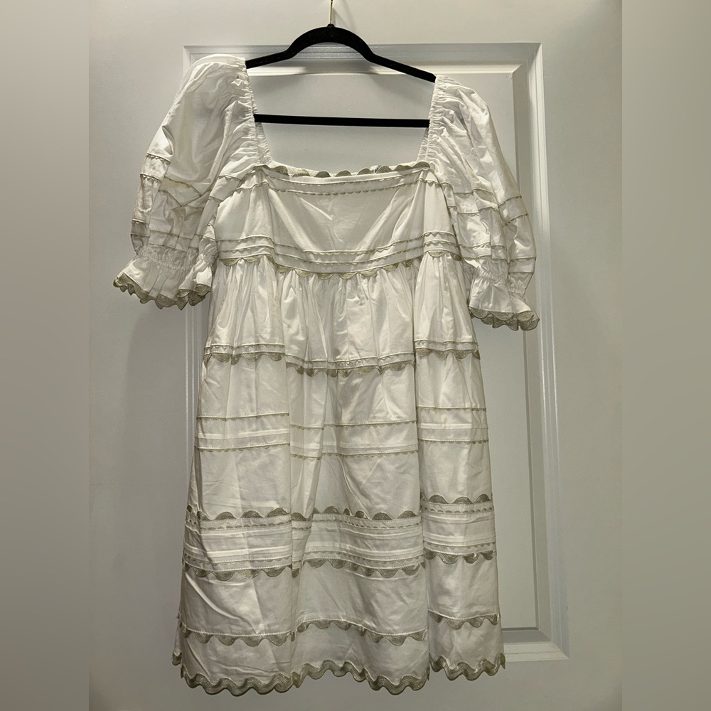 Anthropologie White and Cream Dress